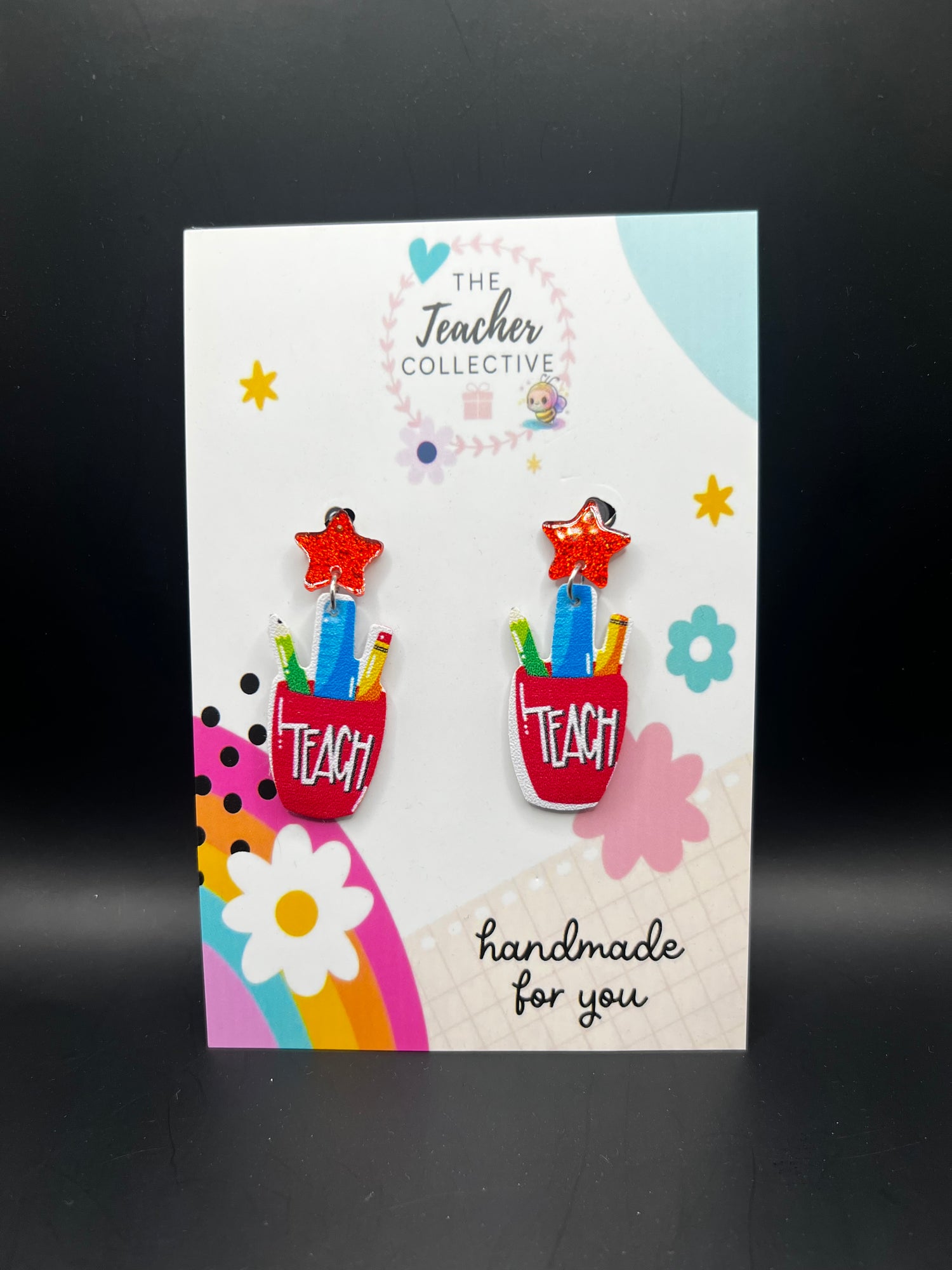     Handmade educator acrylic statement earrings by The Teacher Collective